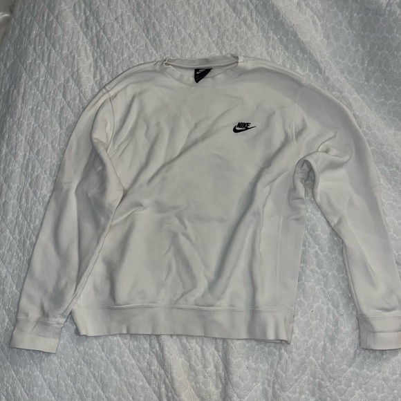 Nike White Crewneck Sweater with Black Swoosh - Picture 2 of 4